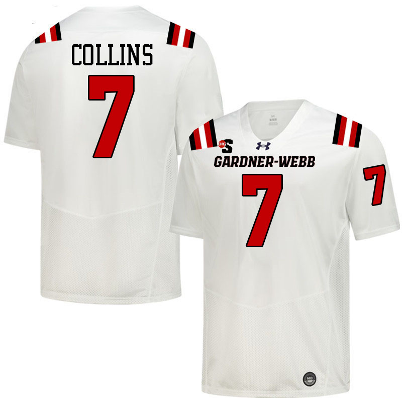 Gardner-Webb Runnin' Bulldogs #7 Dobson Collins College Football Jerseys,Uniforms-White